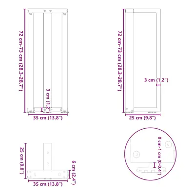 vidaXL Nohy konzolové stolku ve tvaru T 2 ks bílé 38x25x(72-73) cm