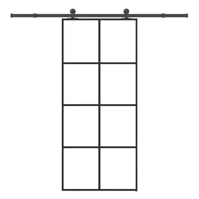 vidaXL Posuvné dveře s kováním 90x205 cm ESG sklo a hliník