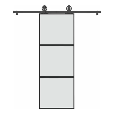 vidaXL Posuvné dveře s kováním 76x205 cm tvrzeného sklo a hliník