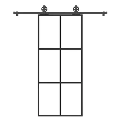 vidaXL Posuvné dveře s kováním 90x205 cm ESG sklo a hliník