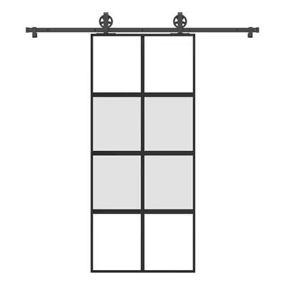 vidaXL Posuvné dveře s kováním 90x205 cm tvrzeného sklo a hliník