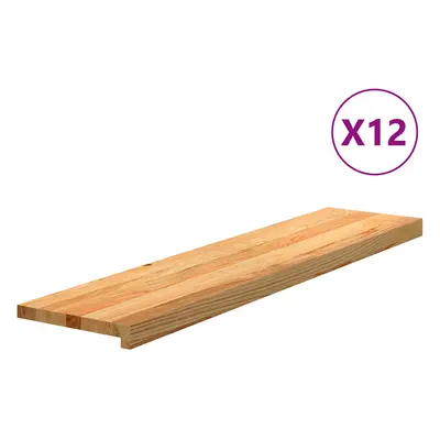 vidaXL Nášlapy na schody 12 ks světle hnědé 110x25x2 cm masivní dub