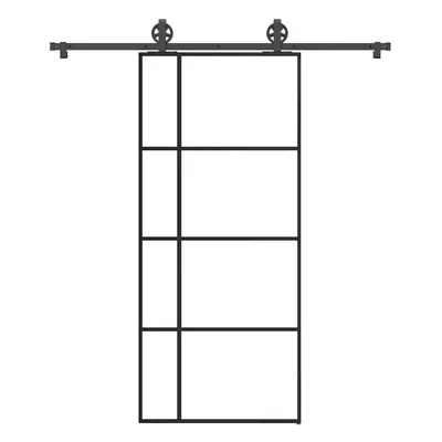 vidaXL Posuvné dveře s kováním 90x205 cm ESG sklo a hliník