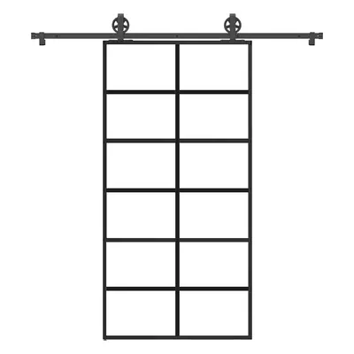 vidaXL Posuvné dveře s kováním 102x205 cm ESG sklo a hliník