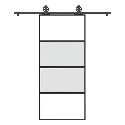 vidaXL Posuvné dveře s kováním 90x205 cm tvrzeného sklo a hliník