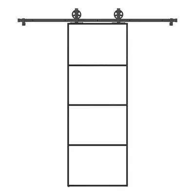 vidaXL Posuvné dveře s kováním 76x205 cm ESG sklo a hliník