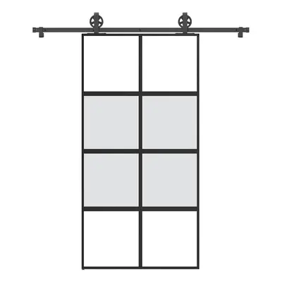 vidaXL Posuvné dveře s kováním 102,5x205 cm tvrzeného sklo a hliník