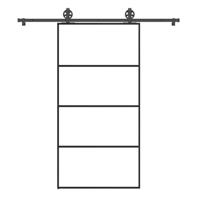 vidaXL Posuvné dveře s kováním 102,5 x 205 cm ESG sklo a hliník