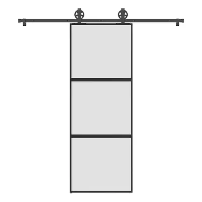 vidaXL Posuvné dveře s kováním 76x205 cm tvrzeného sklo a hliník