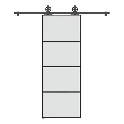 vidaXL Posuvné dveře s kováním 76x205 cm ESG sklo a hliník