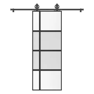 vidaXL Posuvné dveře s kováním 76x205 cm tvrzeného sklo a hliník