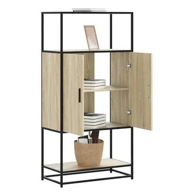 vidaXL Skříň highboard dub sonoma 68x35x139 cm kompozitní dřevo a kov