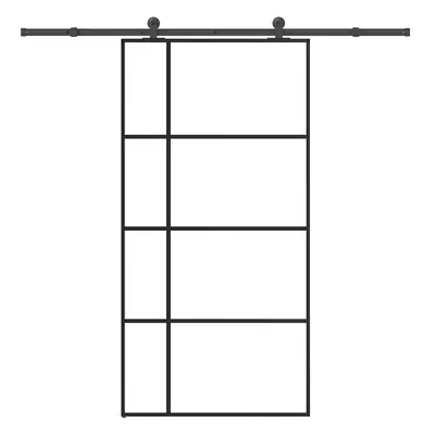 vidaXL Posuvné dveře s kováním 102,5 x 205 cm ESG sklo a hliník