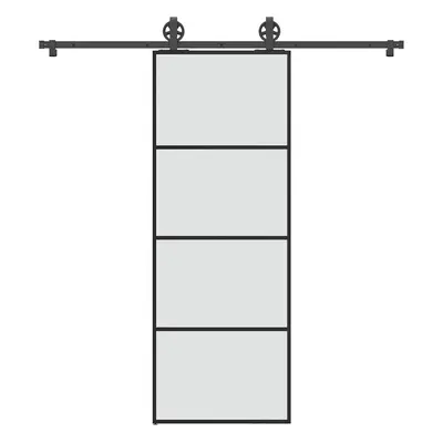 vidaXL Posuvné dveře s kováním 76x205 cm ESG sklo a hliník