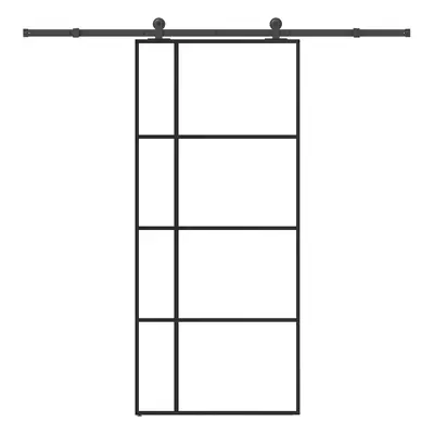 vidaXL Posuvné dveře s kováním 90x205 cm ESG sklo a hliník