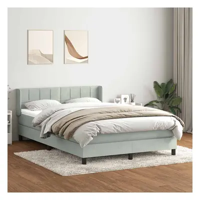 vidaXL Box spring postel s matrací světle šedá 160x220 cm samet