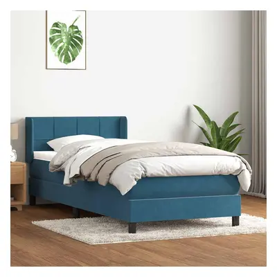 vidaXL Box spring postel s matrací tmavě modrá 100x210 cm samet