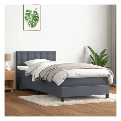 vidaXL Box spring postel s matrací tmavě šedá 90x210 cm samet