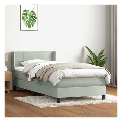 vidaXL Box spring postel s matrací světle šedá 100x210 cm samet