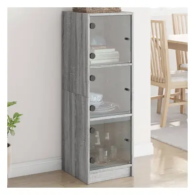 vidaXL Highboard se skleněnými dvířky šedý sonoma 35 x 37 x 109 cm