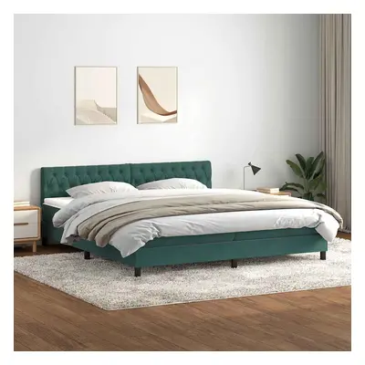 vidaXL Box spring postel s matrací tmavě zelená 180x210 cm samet