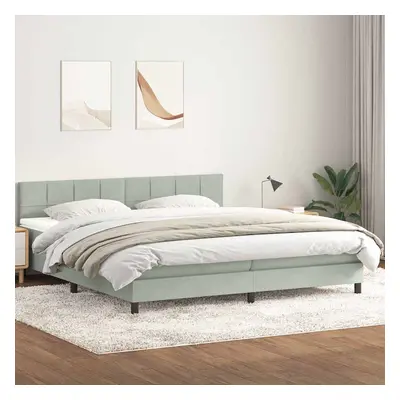 vidaXL Box spring postel s matrací světle šedá 200x210 cm samet