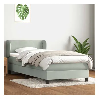 vidaXL Box spring postel s matrací světle šedá 80x210 cm samet