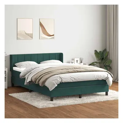 vidaXL Box spring postel s matrací tmavě zelená 140x220 cm samet