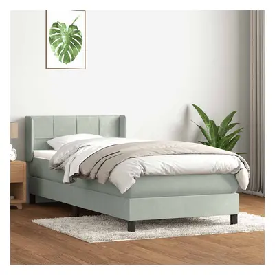 vidaXL Box spring postel s matrací světle šedá 100x220 cm samet