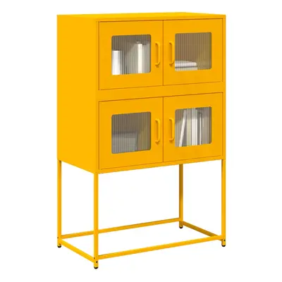 vidaXL Skříň highboard hořčicově žlutá 68x39x107 cm ocel