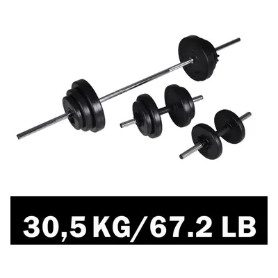 vidaXL Set 2 činek + vzpěračská činka 30,5 kg