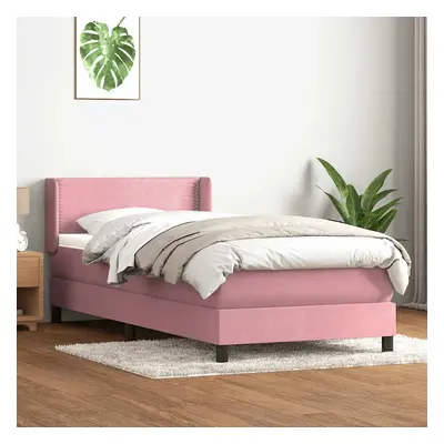 vidaXL Box spring postel s matrací růžový 90x220 cm samet