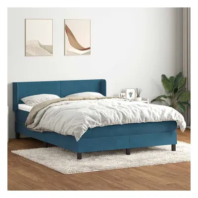 vidaXL Box spring postel s matrací tmavě modrá 160x220 cm samet