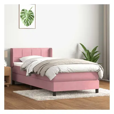 vidaXL Box spring postel s matrací černá 100x220 cm Růžový