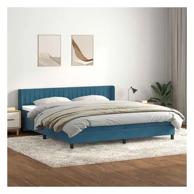 vidaXL Box spring postel s matrací tmavě modrá 180x210 cm samet