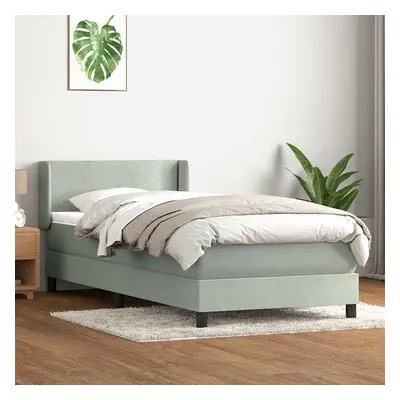 vidaXL Box spring postel s matrací světle šedá 80x210 cm samet