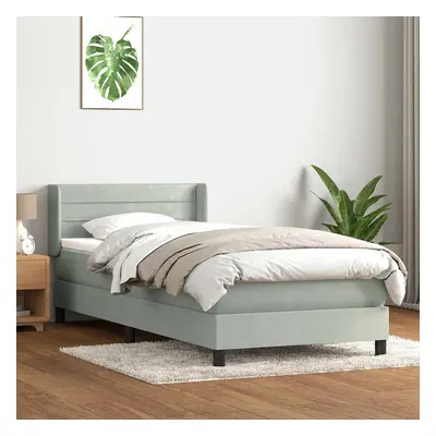 vidaXL Box spring postel s matrací světle šedá 100x220 cm samet