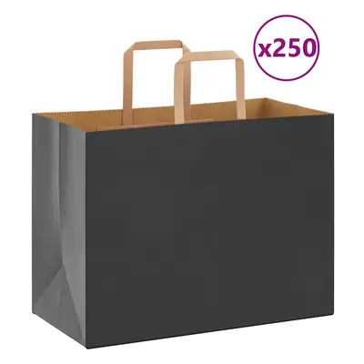 vidaXL Papírové tašky 250 ks s uchy černé 32x17x25 cm