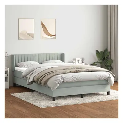 vidaXL Box spring postel s matrací světle šedá 160x210 cm samet