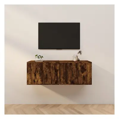 vidaXL Nástěnné TV skříňky 2 ks kouřový dub 57 x 34,5 x 40 cm