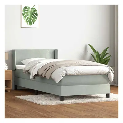 vidaXL Box spring postel s matrací světle šedá 80x220 cm samet