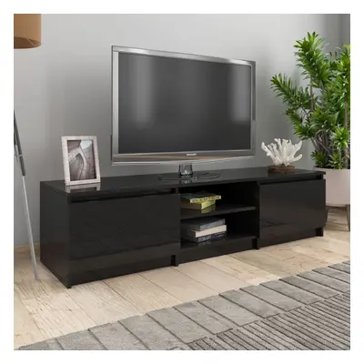 vidaXL TV stolek černý s vysokým leskem 140 x 40 x 35,5 cm dřevotříska