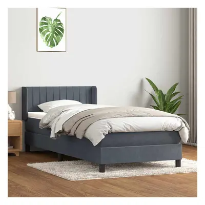 vidaXL Box spring postel s matrací tmavě šedá 100x210 cm samet