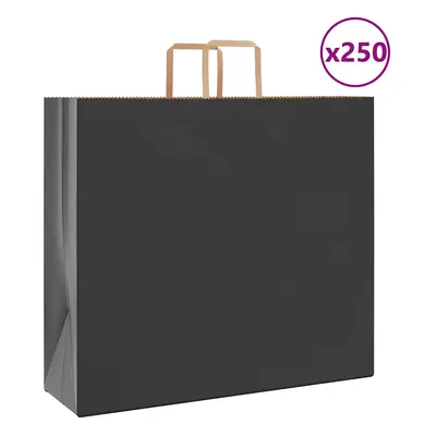 vidaXL Papírové sáčky 250 ks s uchy černé 54x15x49 cm