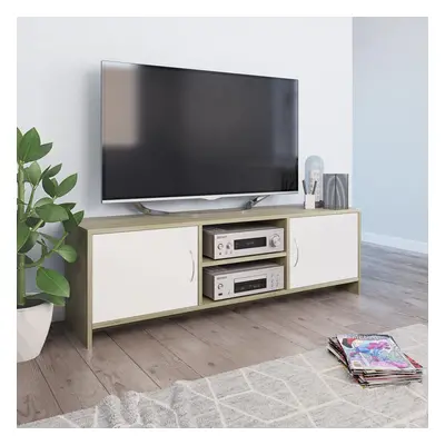 vidaXL TV stolek bílý a dub sonoma 120 x 30 x 37,5 cm kompozitní dřevo