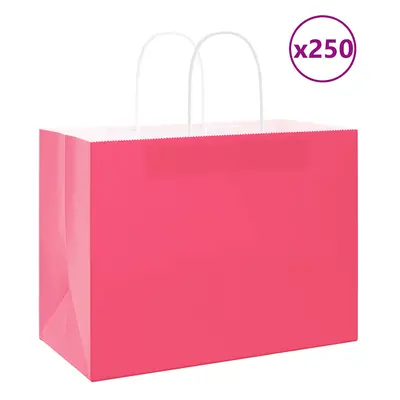 vidaXL Papírové sáčky 250 ks s uchy růžové 32x17x25 cm