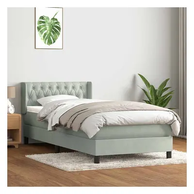 vidaXL Box spring postel s matrací světle šedá 100x210 cm samet