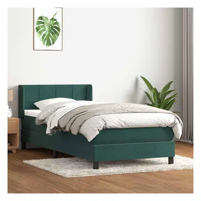 vidaXL Box spring postel s matrací tmavě zelená 90x210 cm samet