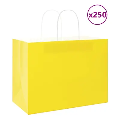 vidaXL Papírové sáčky 250 ks s uchy žluté 32x17x25 cm