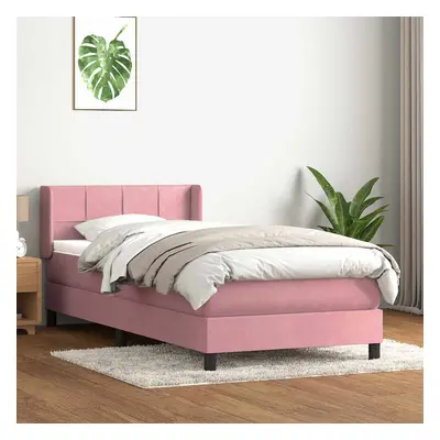 vidaXL Box spring postel s matrací růžová 90x210 cm samet